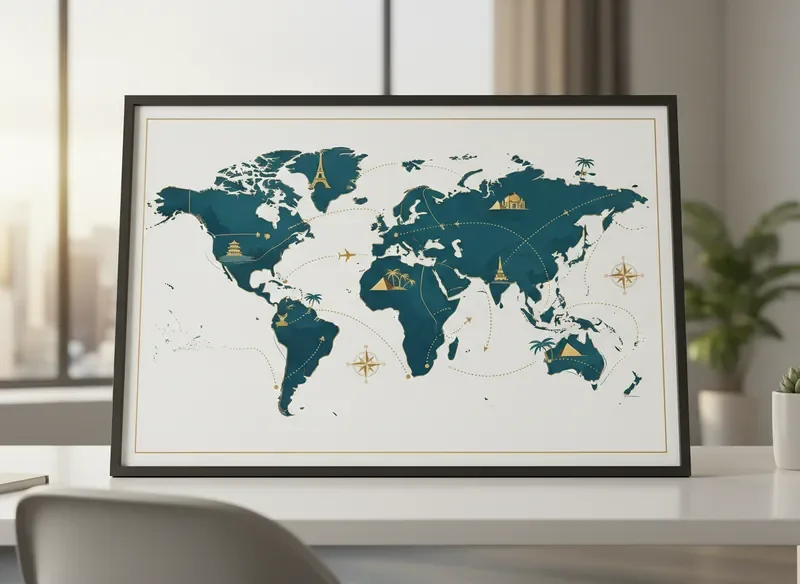 Travel destination map illustration