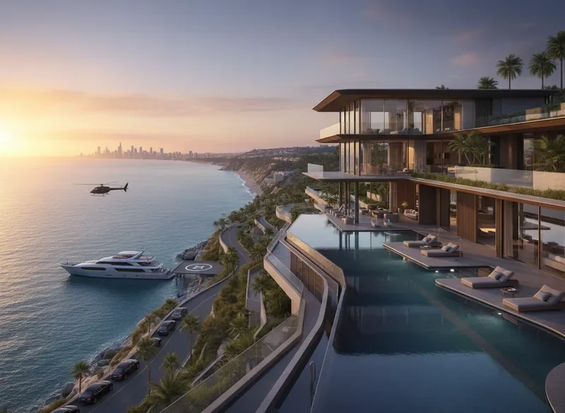 Coastal luxury destination with modern architecture